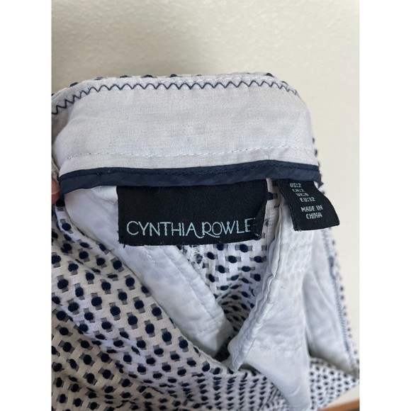 Cynthia Rowley Size 2 Dizzy Dot Shorts Scalloped Hem White Low Rise Stretch - Picture 7 of 10